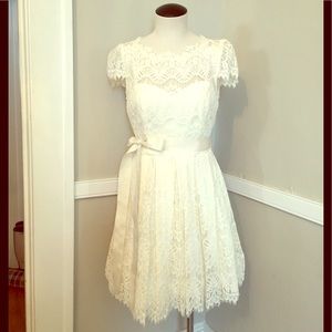 Ivory lace cap sleeve dress